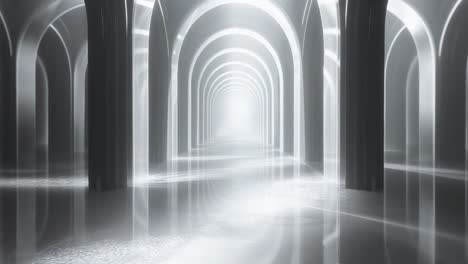 a bright, white arched hallway