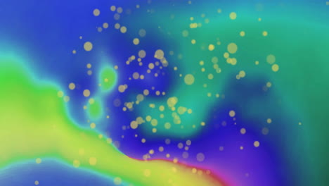 animación de manchas de luz amarillas sobre formas verdes sobre un fondo azul