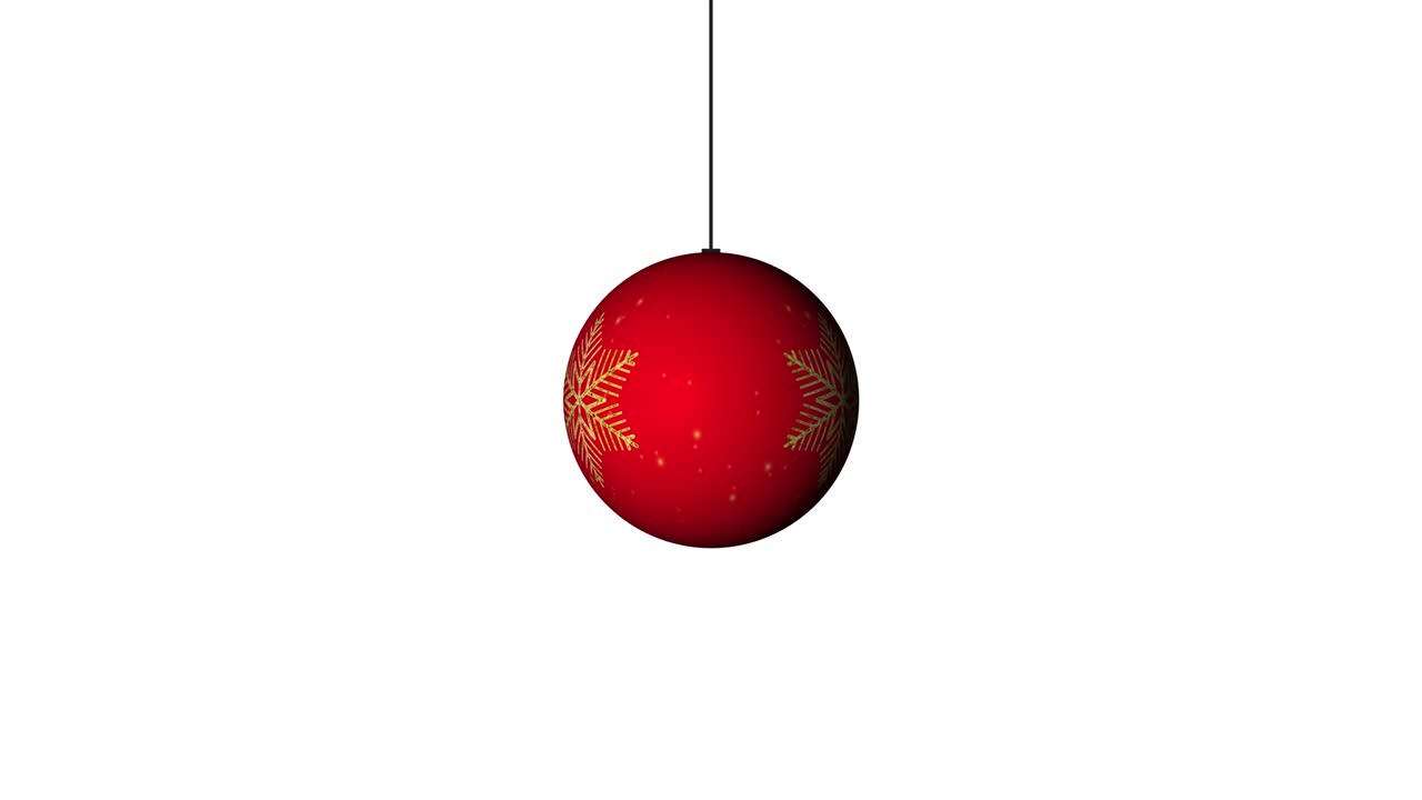 Looping realistic animation of the Christmas and New Year red Ball with a golden snowflake. Rotating decoration on white background. Merry Christmas and a Happy New Year!