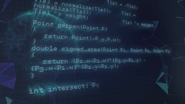Animatie van dataverwerking en wereldbollen