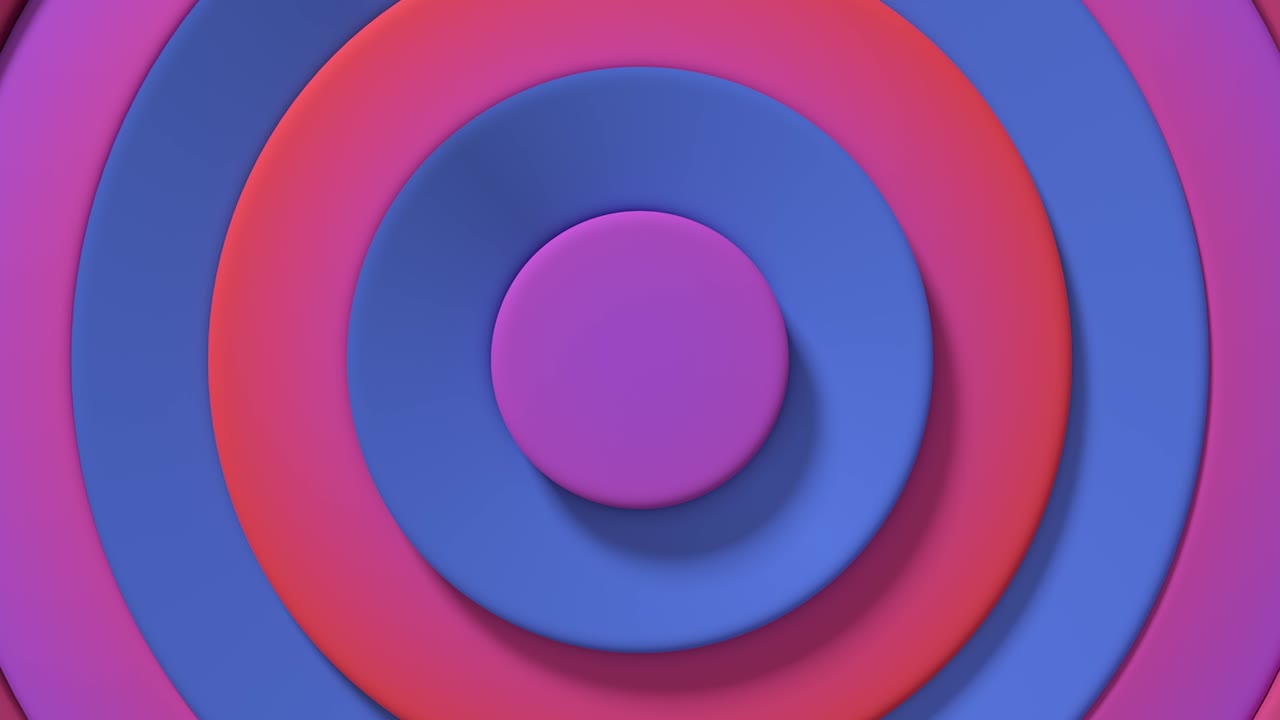 patrón abstracto de círculos coloridos con efecto de compensación. animación de anillos rojos y azules. fondo creativo abstracto. loop sin costuras 4k 3d render.