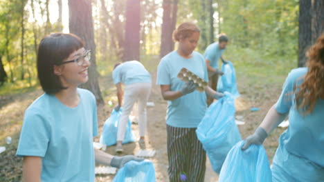 community volunteer cleanup in a forest