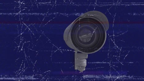 animation of surveillance camera in blue background