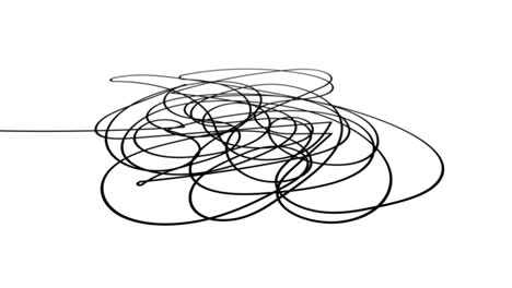 hand drawn tangle scrawl sketch or black line spherical abstract scribble shape.