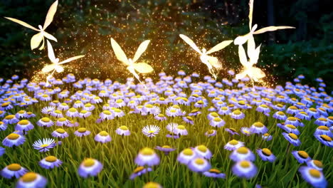 magical fairies in a flower meadow