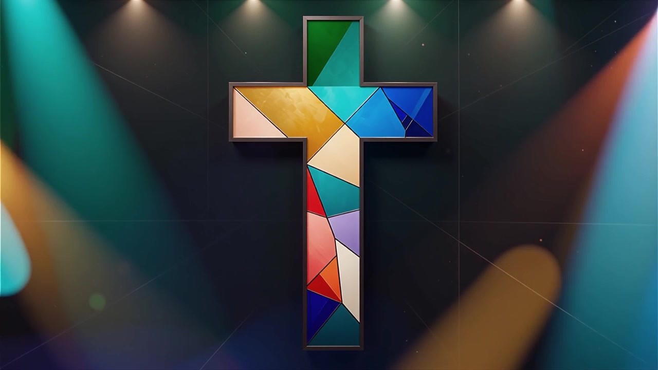 Croce Cristiana Luce Celestiale Sfondo per il Culto.