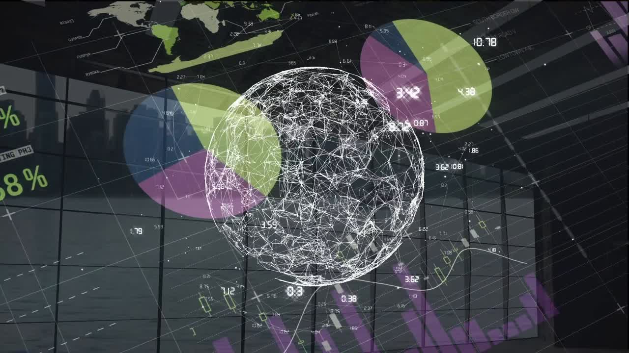 animación de datos financieros y gráficos en todo el mundo con conexiones