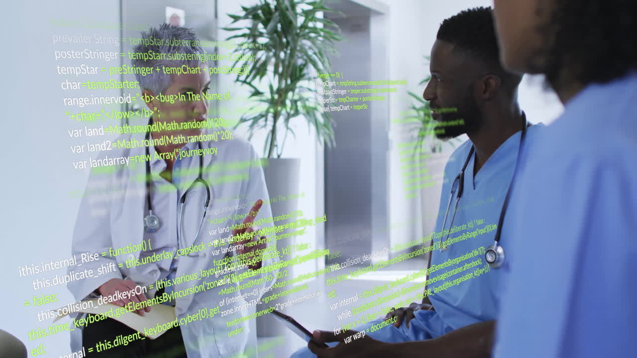 Animation of data processing over diverse doctors talking