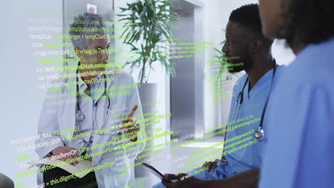 animation of data processing over diverse doctors talking