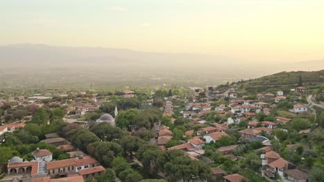 a village view with its mosque and renovated houses.