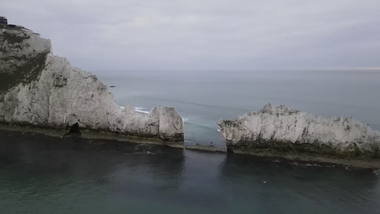 4K 30FPS Aerial Drone Flight Alongside The White Cliffs Of The Needles ...
