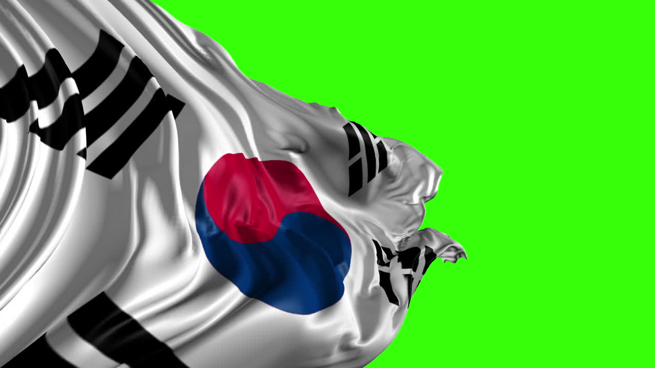 South Korean flag waving on green screen