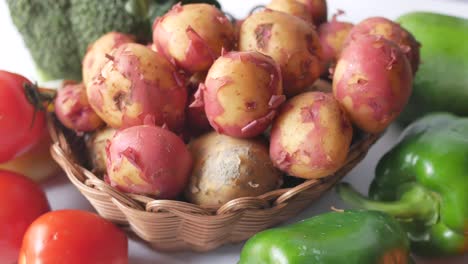 close up of slice of raw potato in a bowl ,