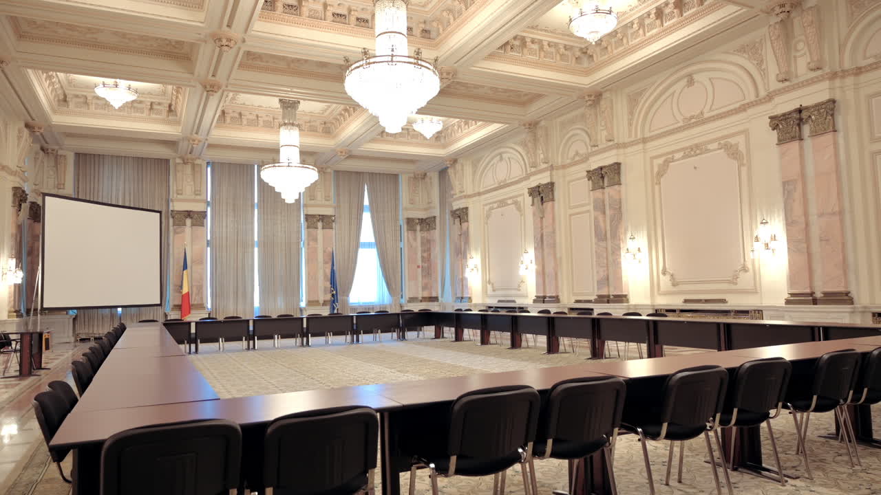 The inside of the Palace of Parliament in Bucharest, Romania