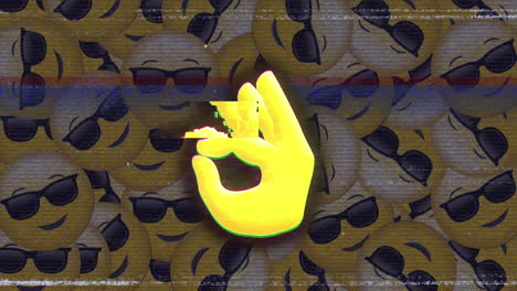 ok emoji de mano contra gafas de sol emoji de cara moviéndose en el fondo