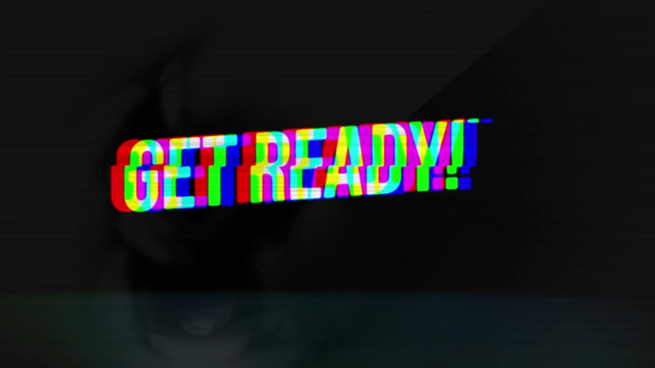 Animazione di testo Preparati con effetto glitch
