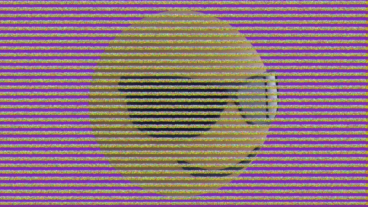 선글라스 이모지 아이콘의 애니메이션 스크린 위에 노이즈