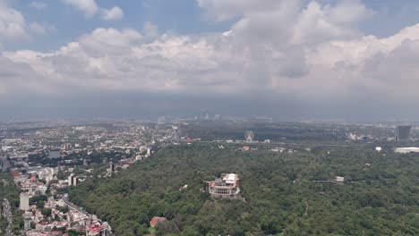 chapultepec park viewed from a great height by drone