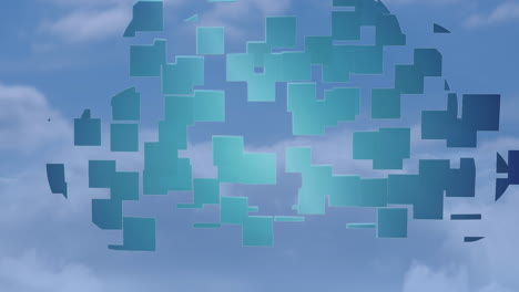 animation of cloud icon over cloudy sky