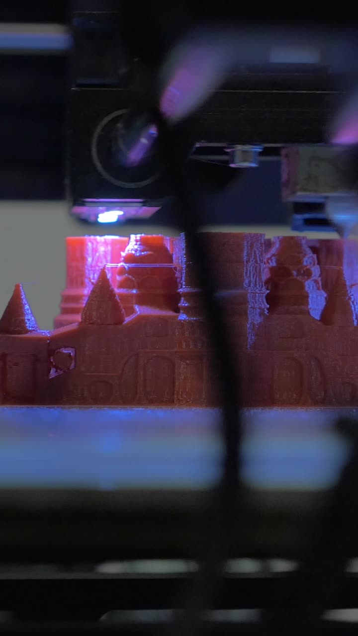 Close-up of a 3D Printer Manufacturing a Complex Object