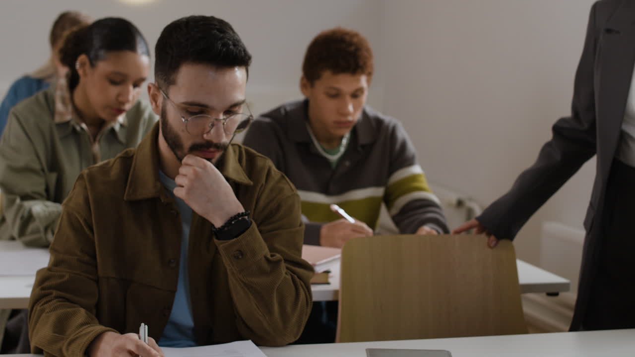Students in a classroom setting during a lesson