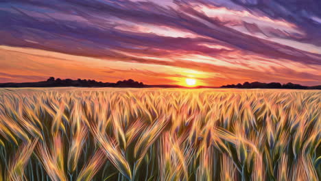 sunset over a wheat field