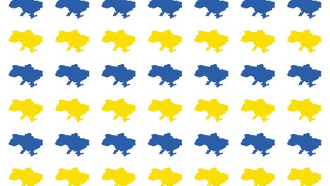 Yellow and Blue Ukraine country map animated pattern on a white background. Simple politic motion graphic seamless loop background