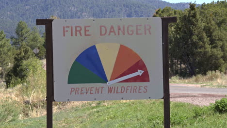 extreme fire danger prevent wildfire sign in national forest new mexico