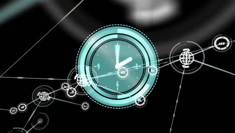 animación de la red de conexiones durante el reloj moviéndose rápidamente