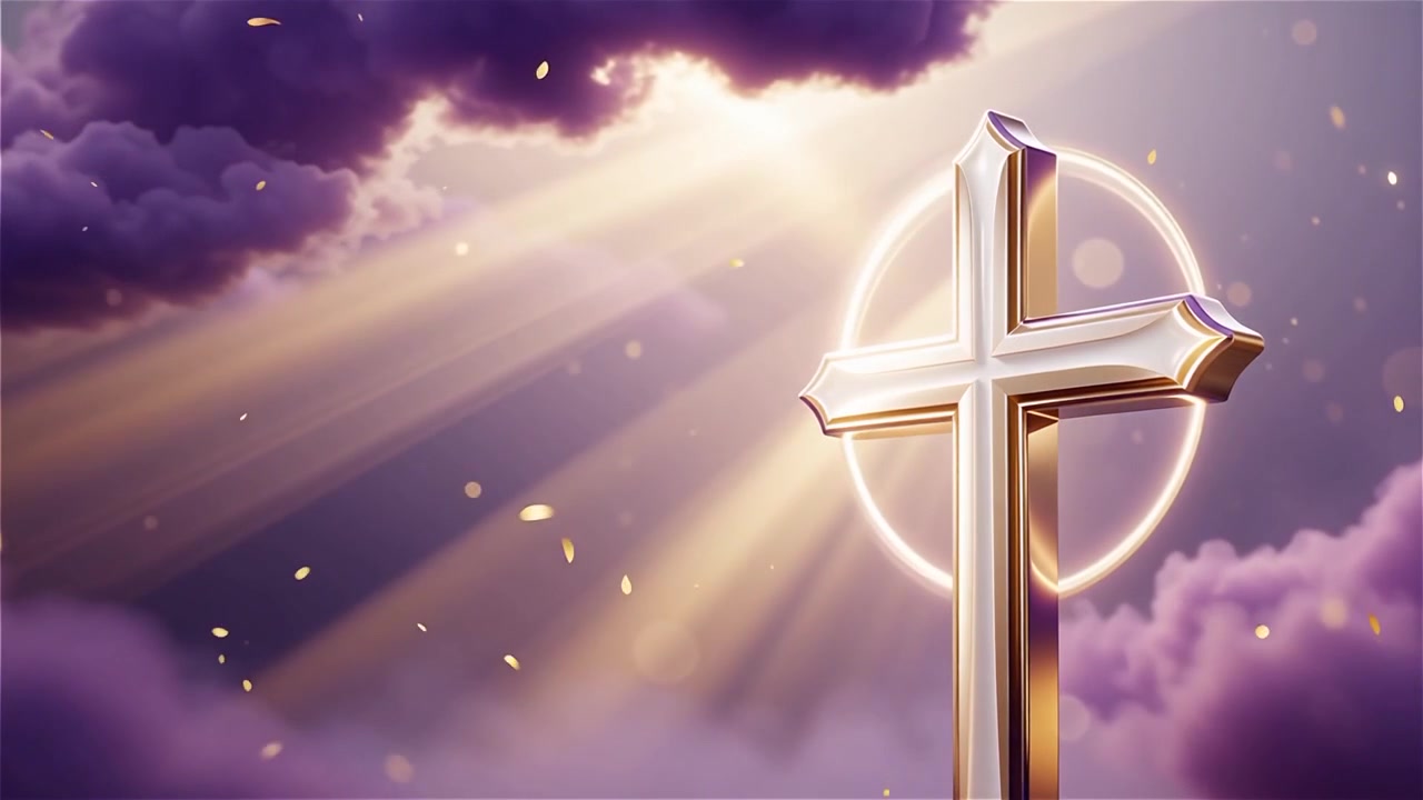 Croce Cristiana Luce Celestiale Sfondo per il Culto.