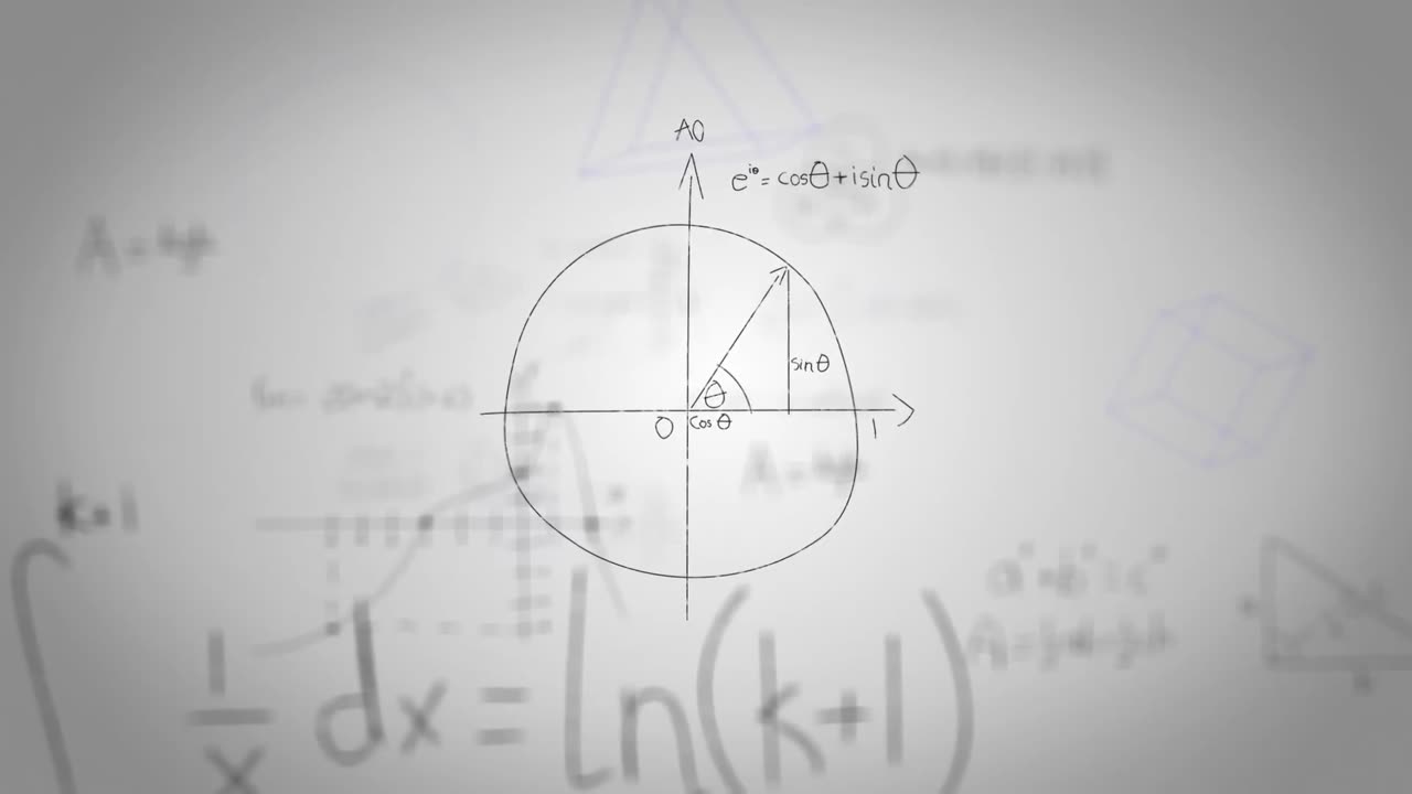 ⁇ 색 배경에서 움직이고  ⁇ 박이는 손으로 쓴 수학 수식의 애니메이션