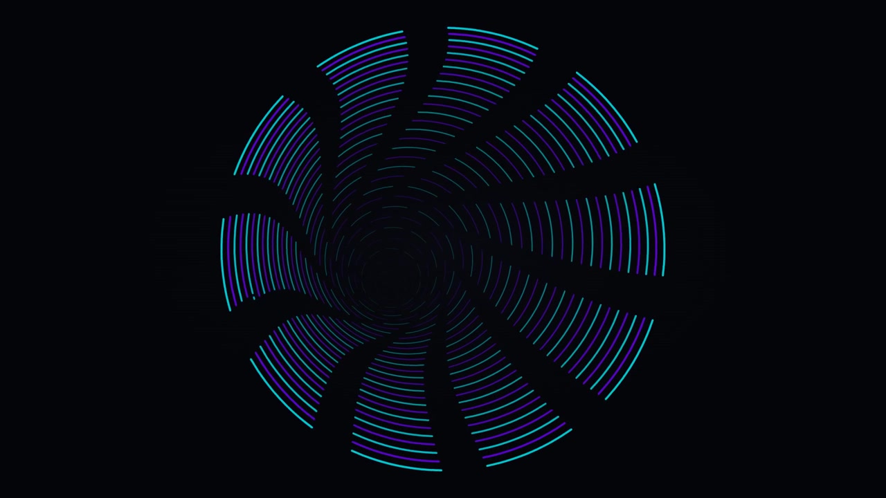 Abstract Rotating Spiral Tunnel of Neon Lines