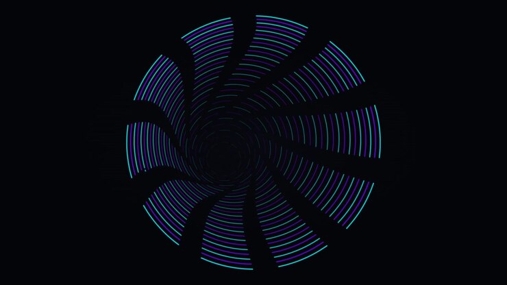 Abstract Rotating Spiral Tunnel of Neon Lines