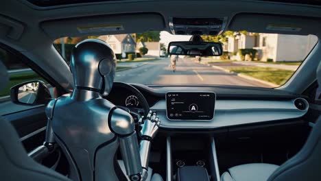 robot conduciendo un automóvil autónomo