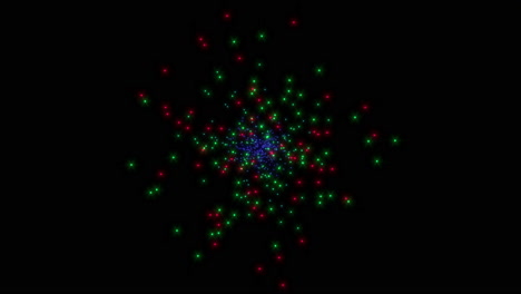 partículas azules en movimiento y estrellas en el fondo abstracto de la galaxia