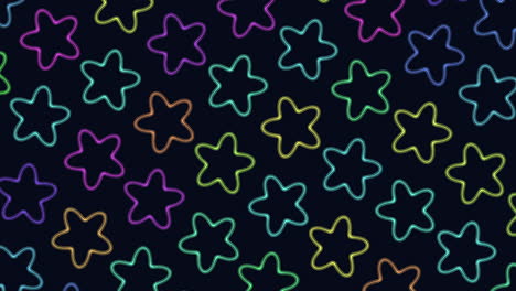 Flat-colorful-stars-pattern-in-rows-on-black-gradient
