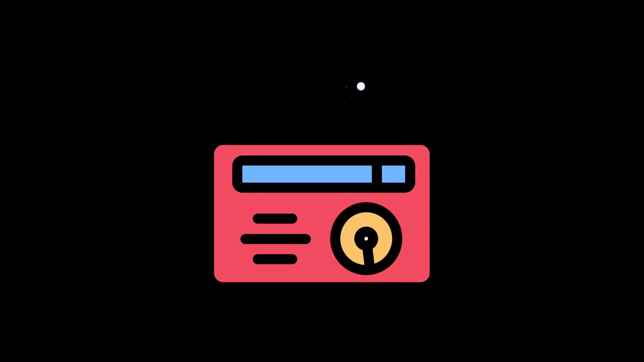 Animated Flat Design Icon of a Radio with Wiggling Antenna