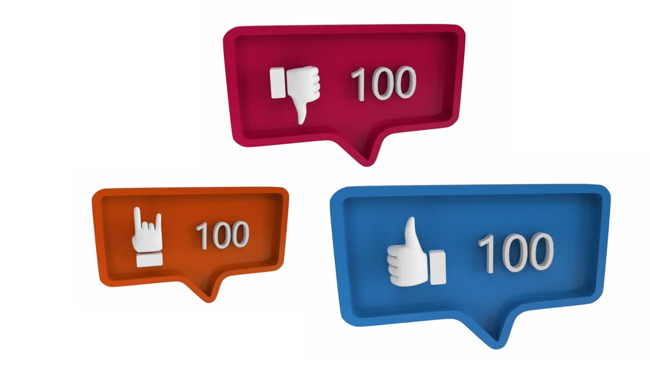 iconos con un número creciente en las redes sociales