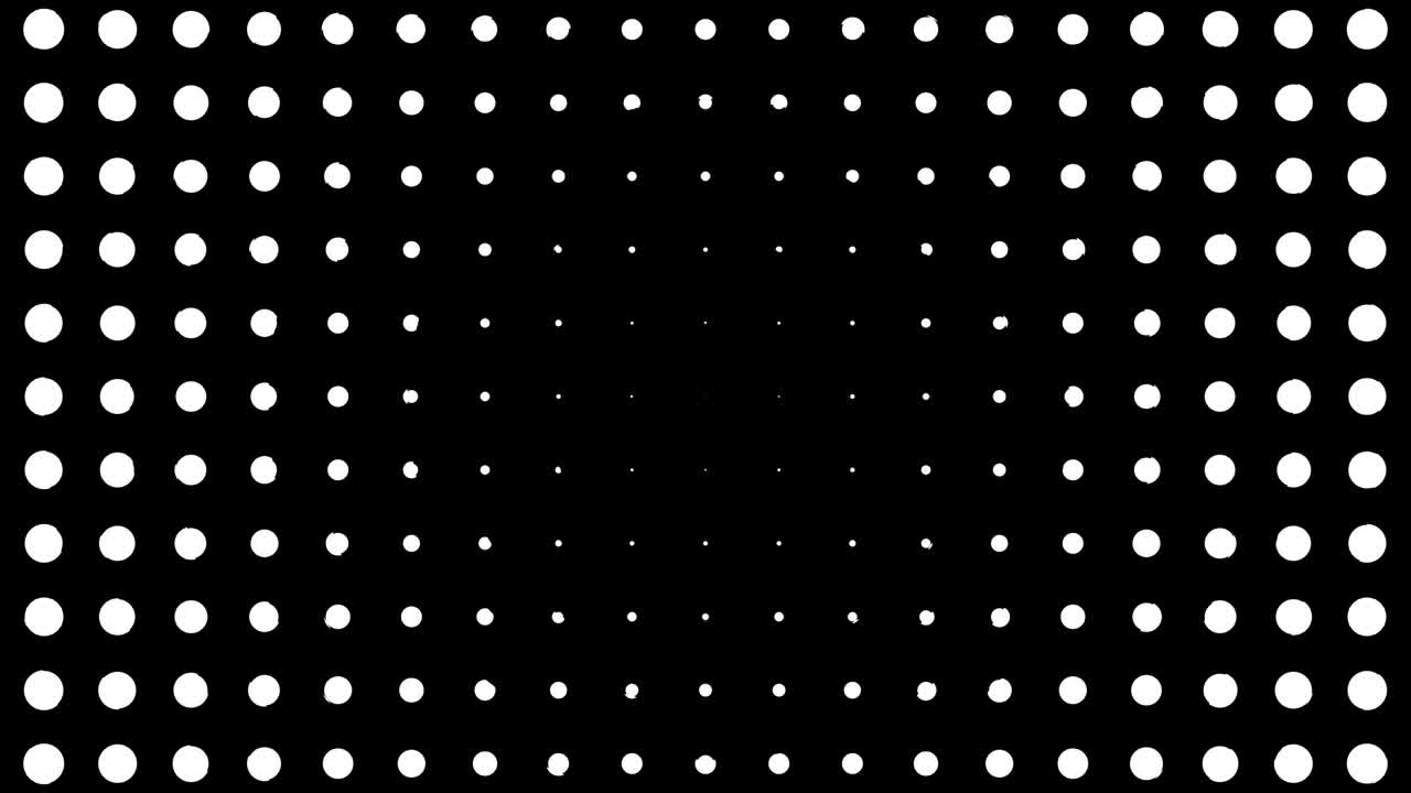 composición dinámica en blanco y negro con escala de puntos. animación de patrones retro y vintage