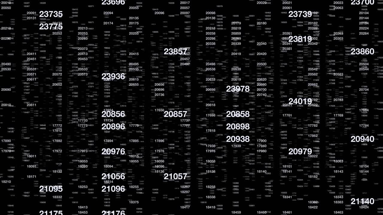 Scrolling random numbers in digital matrix, representing data processing and tech algorithms