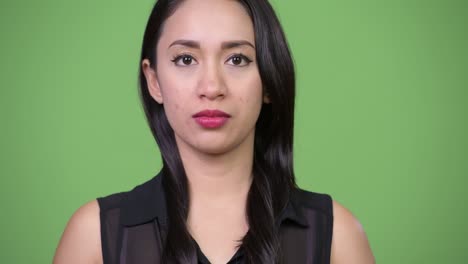 young beautiful asian businesswoman covering eyes as three wise monkeys concept