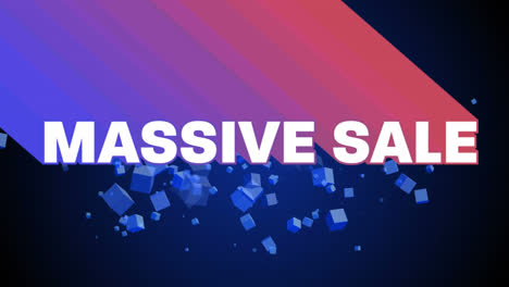 massive sale graphic with floating cubes on black