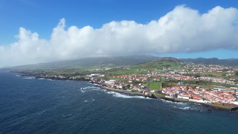 Volcanic-coast-of-Faial-Island-and-its-capital,-Horta