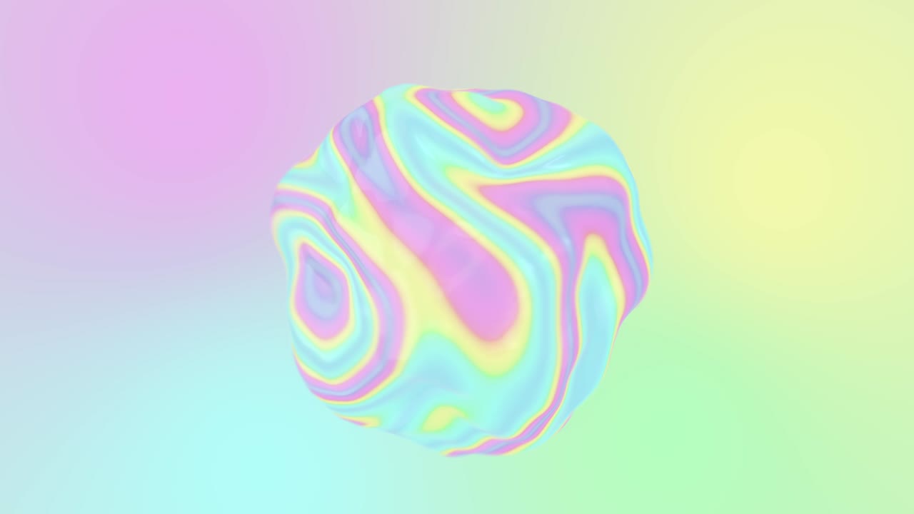 다채로운 iridescent psychedelic 구. 밝은 홀로그램 색상. 3d 비디오 루프.