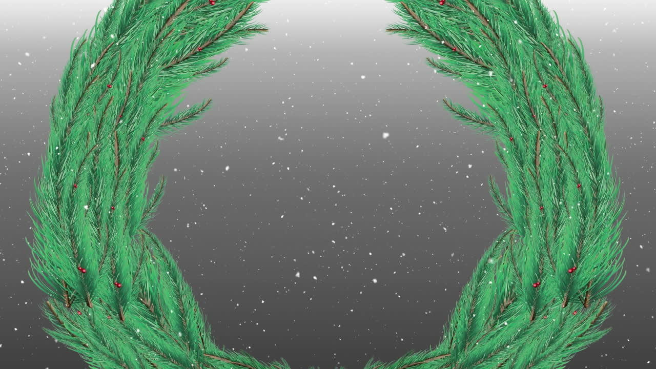 검은 바탕에 꽃봉오리 위에 내리는 눈의 애니메이션