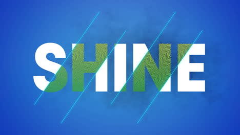 animation of shine text over blue background