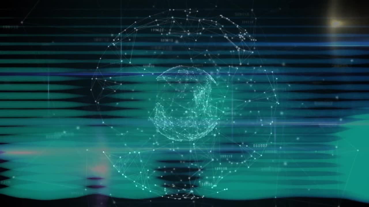 Animation of globe with rows of lines and network of connections