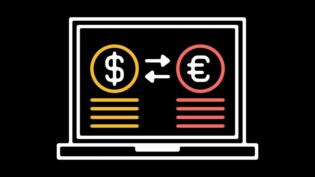 Currency Exchange Line Icon Animation with Alpha