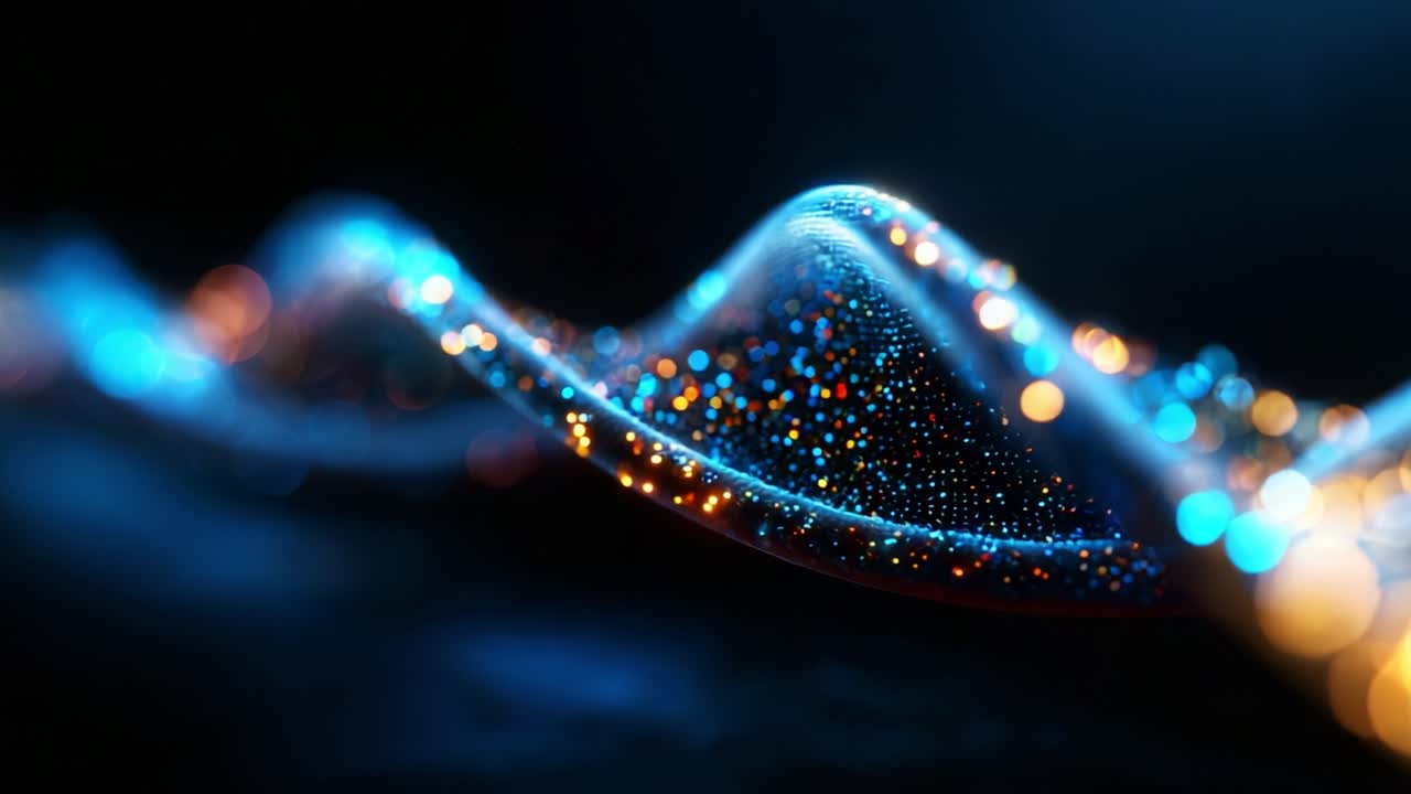 Un affascinante viaggio visivo attraverso onde vibranti di luce scintillante, che mette in mostra l'interazione di colori e texture in una composizione astratta dinamica e incantevole