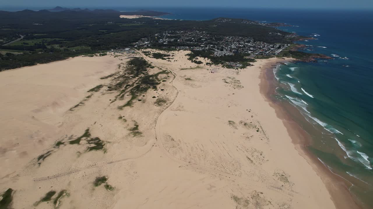 Stockton Beach And Birubi Beach, Anna Bay, NSW, Australia - Aerial Shot